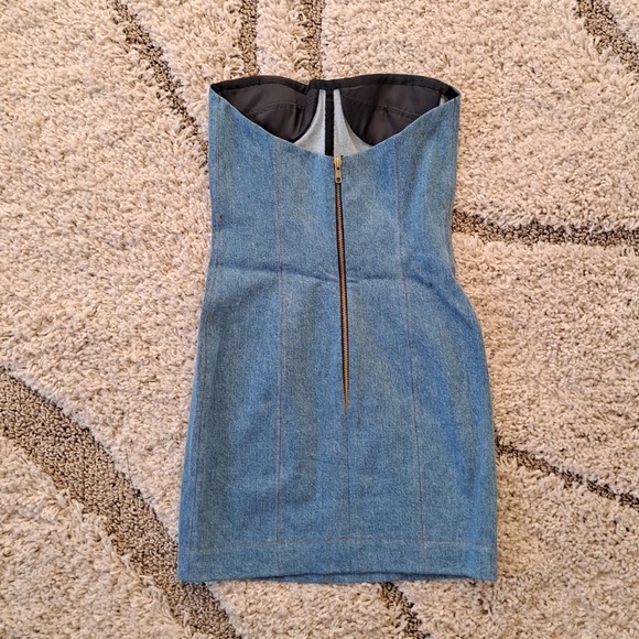 SOLD. NWT Laquan Smith Denim Bustier Dress - Picture 7 of 8